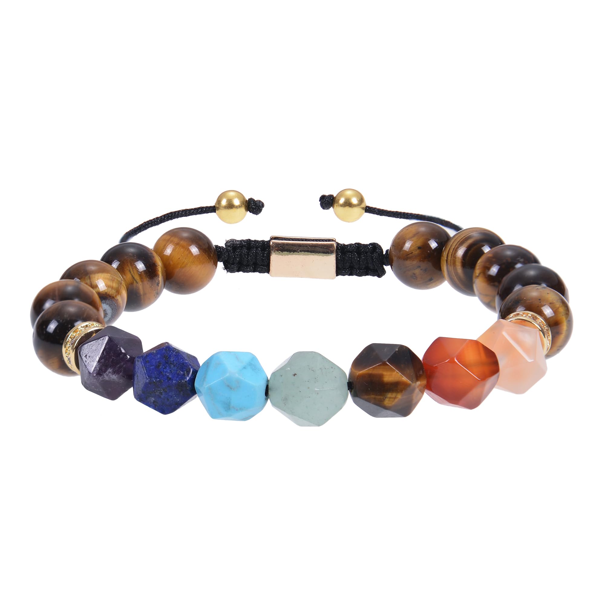 GelConnie Lava Rock Chakra Bracelet 7 Chakra 8mm Natural Stone Healing Bracelet Stress Relief Yoga Beads Anxiety Bracelet Aromatherapy Essential Oil Diffuser Bracelet Bangle