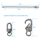 Ahiller pungkæde til mænd, låsbar karabinhage med wolframstålspids, kraftig kæde til nøgle og lomme, bæltekæder (DK-keyclip-Black-1PCS)