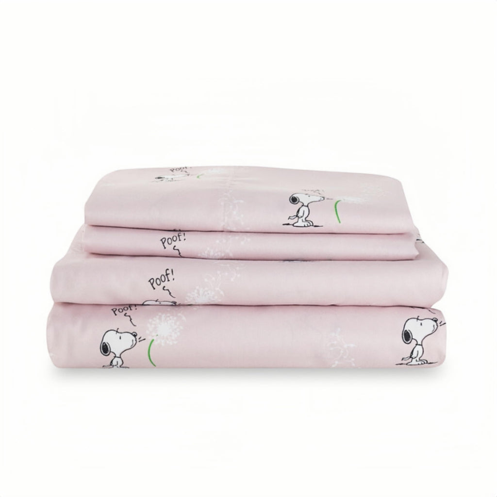 Zestaw pościeli Berkshire Blanket Peanuts® dla dzieci, rozmiar pełny - 4 części, Peanuts® mini pozy i łapy szare, urocze postacie Snoopy nadrukowane na miękkich mikrofibrowych prześcieradłach