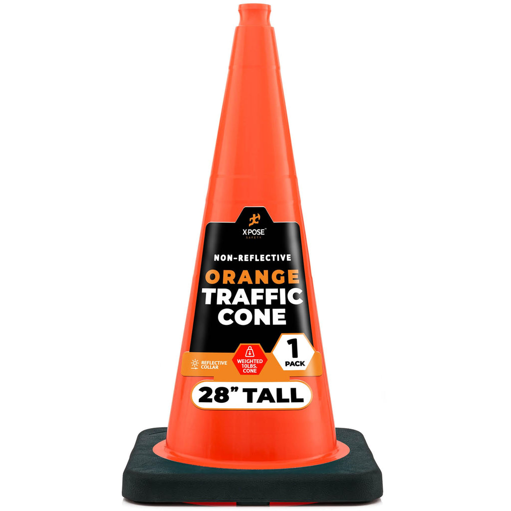 Xpose Safety 28 Inch Orange Traffic Cones Heavy Duty 10lb, 24-Pack - Multipurpose PVC Plastic Safety Cone for Parking, Soccer, Caution, Kids and Construction - DOT Approved