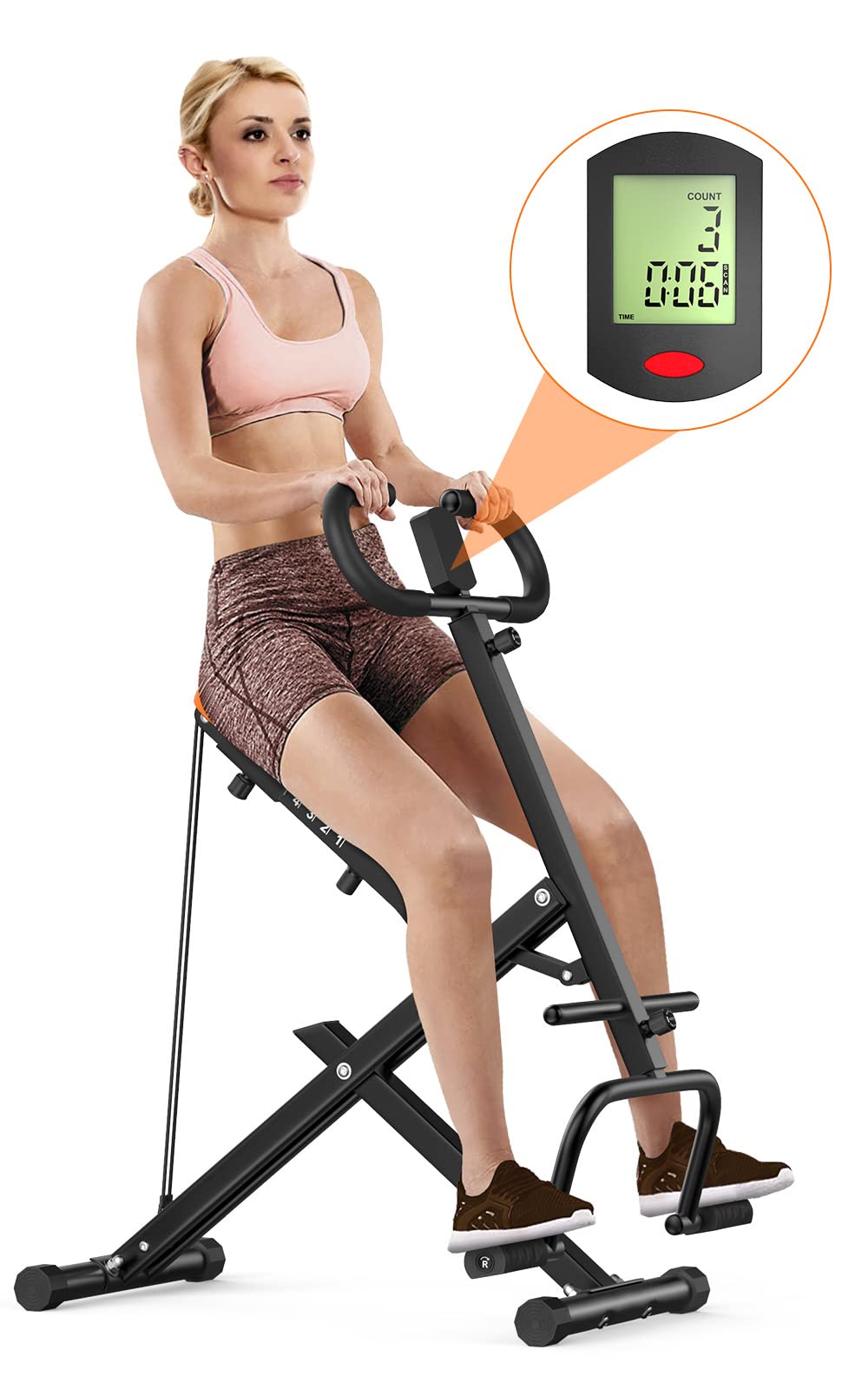 Machine à Squat Dskeuzeew avec Moniteur LCD, Équipement d'Exercice pour la Maison Machine à Squat et Rameur 330 Lbs avec Résistance Réglable Machine d'Entraînement à Domicile Entraîneur de Jambes et Fessiers pour Tout le Corps