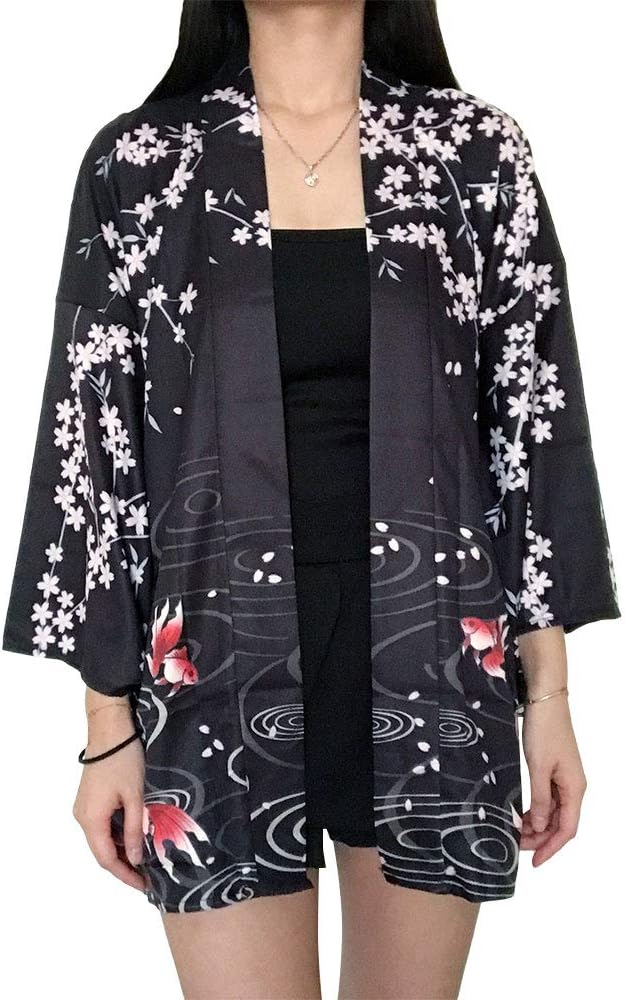 ZooBoo Women Japanese Kimono Cardigan - Harajuku Bathrobe Cardigan Sunscreen Clothes Pajamas Knitting Coat