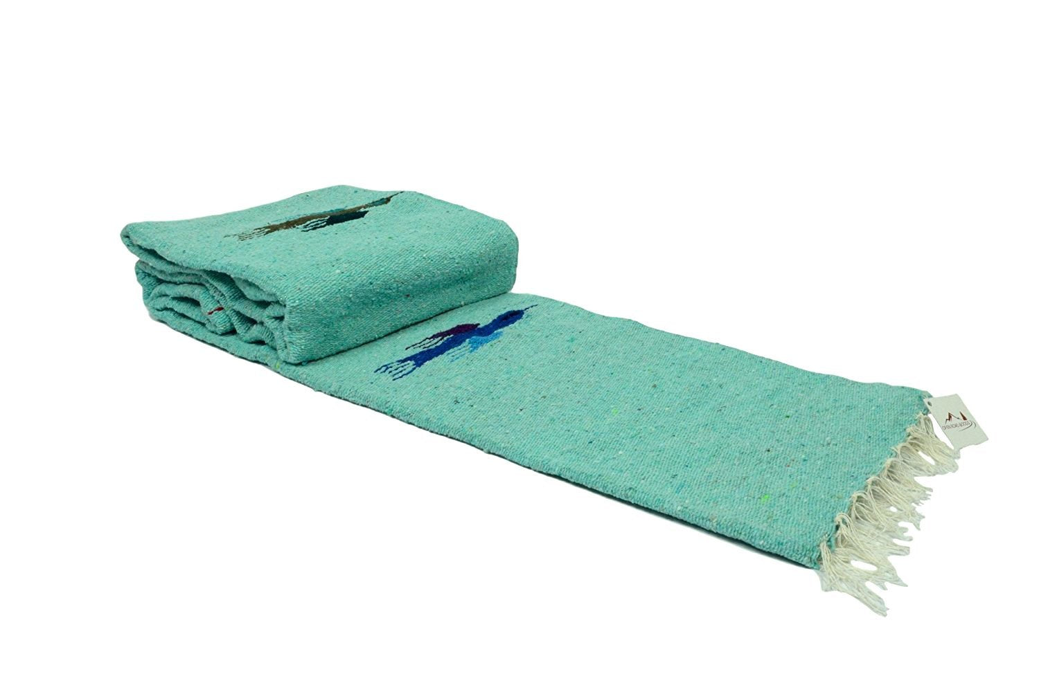 Open Road Goods Mint Green/Teal Thunderbird Heavyweight Yoga Blanket- Made for Yoga! Hand-Made Mexican Blanket (Acrylic Blend, XL)