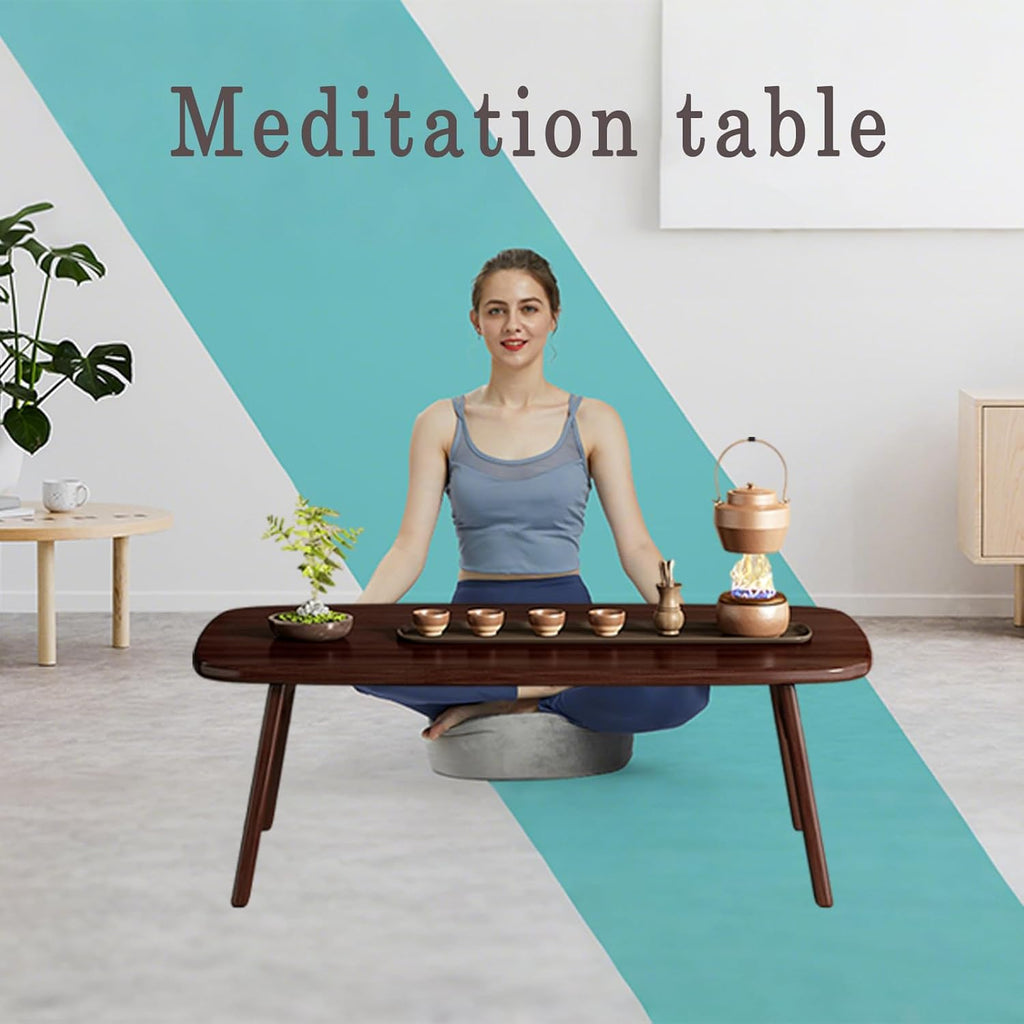 Japanese Floor Table Japanese Folding Coffee Table No Assembly Foldable Low Coffee Tables for Living Room Tatami Tea Bedroom for Sitting on The Floor - Portable & Easy Storage Compact Design