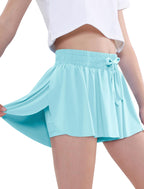 EXARUS 3-pak piger sommerfugle shorts flydende atletisk dans cheer løb 2 i 1 preppy tennis flutter gymnastik børns træningstøj hot pink blå lilla 10 år