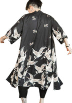 HAORUN Men Japanese Kimono Coat Loose Yukata Outwear Long Bathrobe Tops Vintage