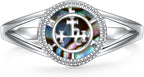 DAOCHONG Sigil of Lilith Abalone Shell Statement Ring S925 Sterling Silver Sigil of Lilith Statement Ring Gifts for Women Men