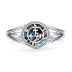 DAOCHONG Sigil of Lilith Abalone Shell Statement Ring S925 Sterling Silver Sigil of Lilith Statement Ring Gifts for Women Men