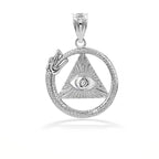 Claddagh Gold Solid .925 Sterling Silver Ouroboros Snake The eye Of Horus/Ra All Seeing Eye Pendant Necklace - Choose Pendant Only or Necklace w/ 16”-22” Chain