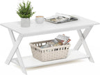 Furinno Modern Simplistic Criss-Crossed Coffee Table, White