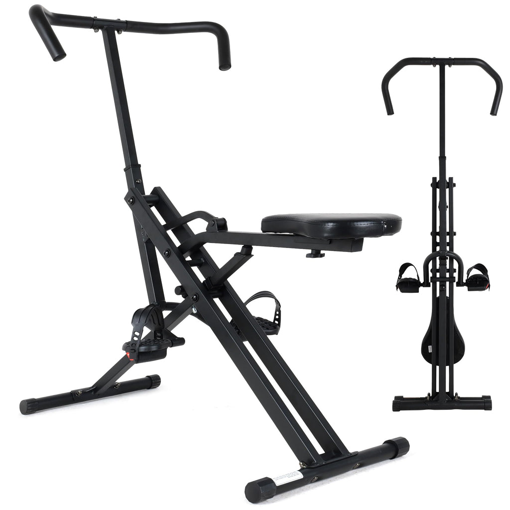 Leikefitness Entraîneur d'Assistance Squat pour Machine de Fitness des Jambes pour Gym à Domicile Machine à Squat, Machine 2 en 1 Vélo & Rameur pour Fessiers, Fessiers, Cuisses, Noir
