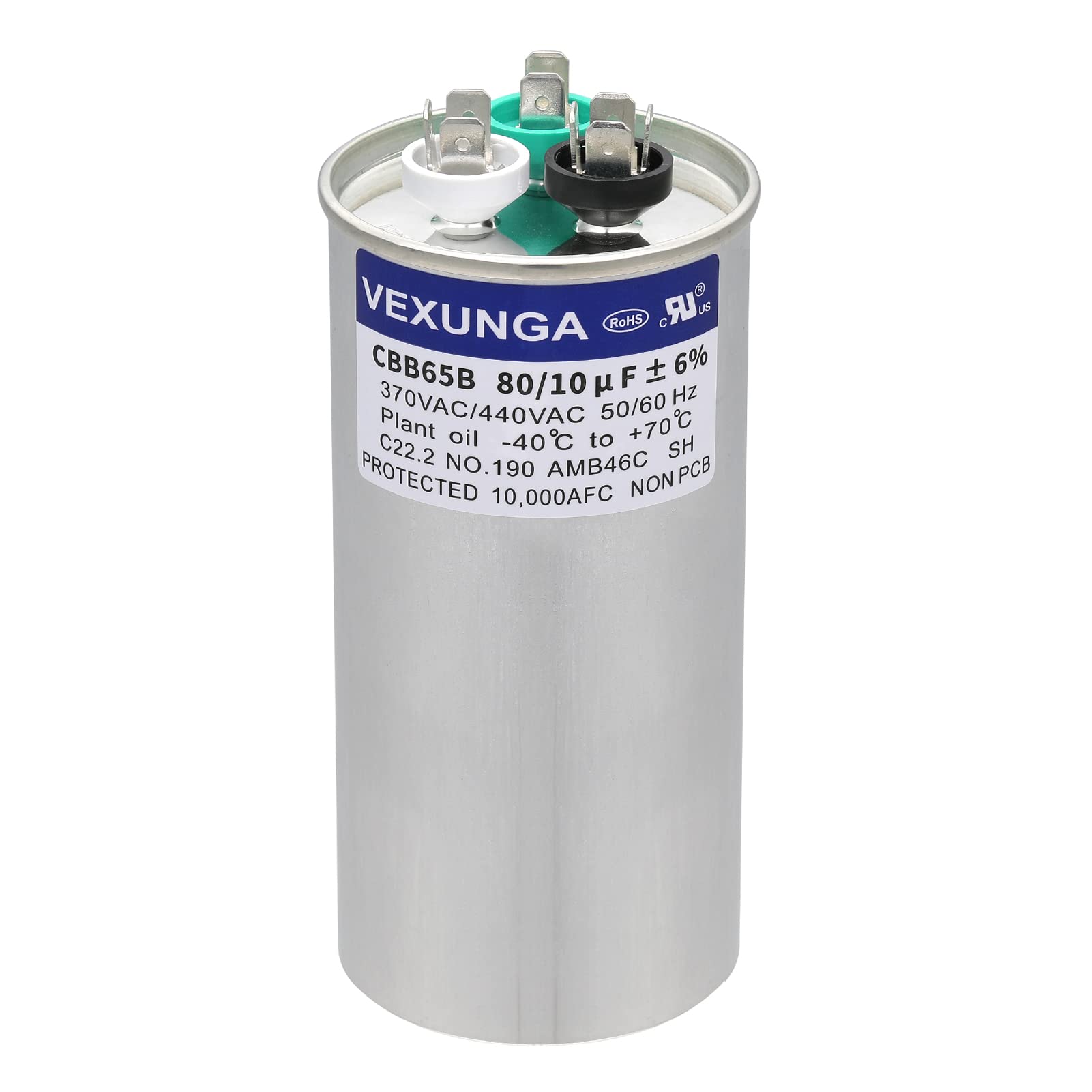 45/5 uF 45+5 MFD 370V or 440V Dual Run Start Round A/C Capacitor 45 5 uF 370 440 Volt VAC CBB65B Air Conditioner Capacitors for AC Unit Fan Motor Start or Heat Pump or Condenser Straight Cool