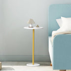 White Small Round Side Table Set of 2 Pedestal Drink End Table for Small Space Round Cocktail Coffee Table for Living Room Nightstand Bedside Table for Sofa, Bedroom and Balconty