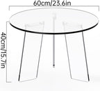 Acrylic Coffee Table Round, Clear Circle Modern Lucite Side Table Legs for Living Room, Bedroom, Office (Clear, 23.6“ × 15.7”)