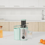 QCen Juicer Machine, 500W Centrifugal Juicer Extractor with Wide Mouth 3” Feed Chute for Fruit Vegetable, Easy to Clean, Stainless Steel, BPA-free (Aqua)