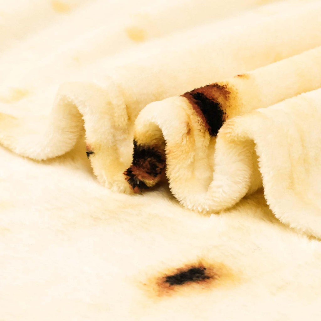 Vessia Burritos Tortilla Blanket Throw Size(Beige,71 inches), Giant Realistic Funny Food Throw for Adults and Kids, 300 GSM Double Sided Soft Novelty Round Taco Blanket