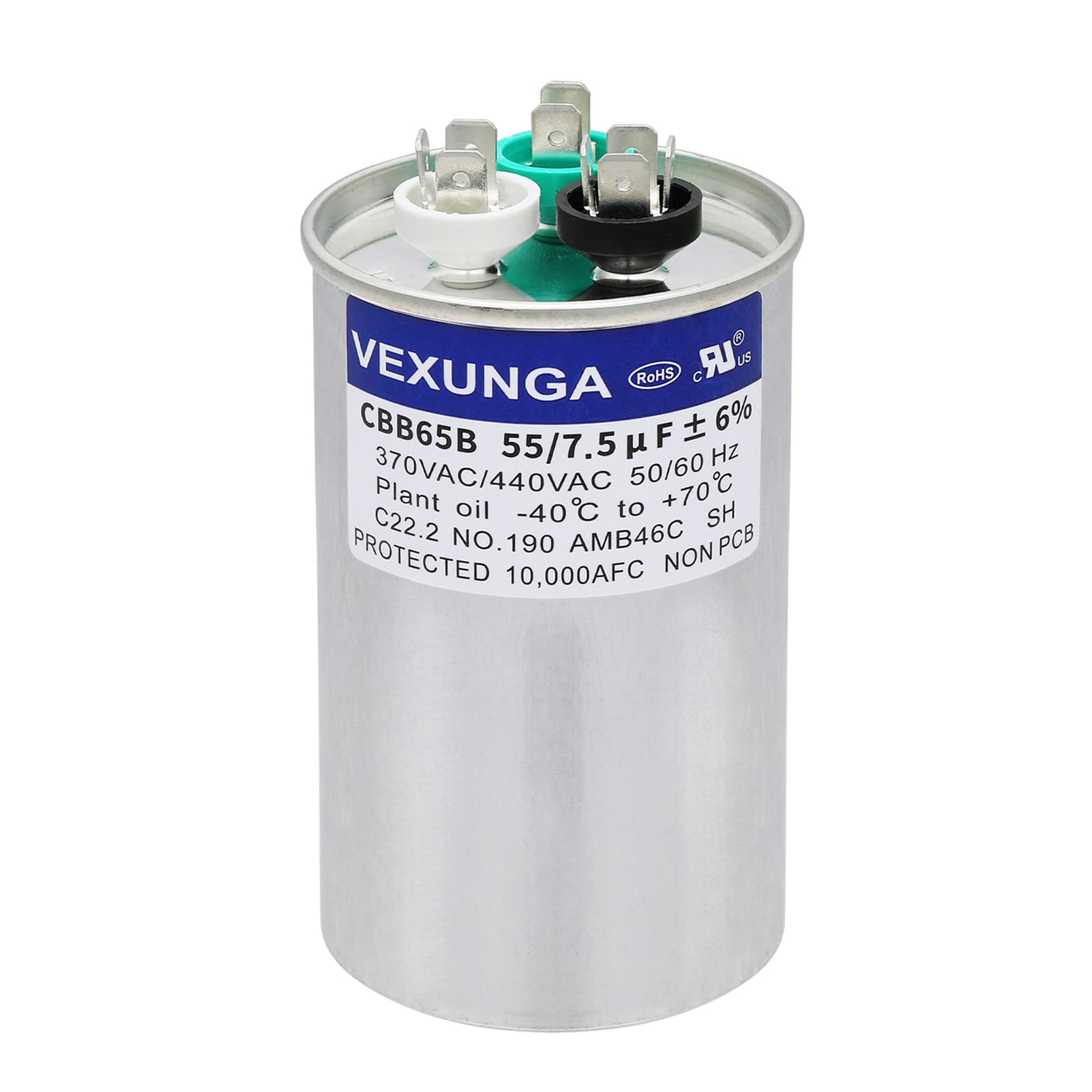 45/5 uF 45+5 MFD 370V or 440V Dual Run Start Round A/C Capacitor 45 5 uF 370 440 Volt VAC CBB65B Air Conditioner Capacitors for AC Unit Fan Motor Start or Heat Pump or Condenser Straight Cool