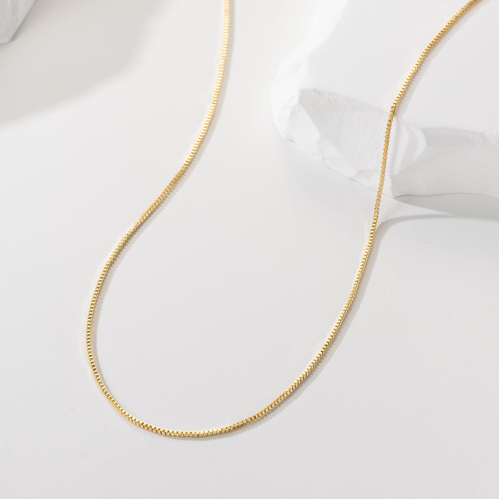 PPRLIFE 14K guldhalskæde til kvinder guld kæde til mænd 1 mm bred tynd boxkæde tynd halskæde til kvinder kæder minimalistisk klassisk hip-hop halskæder ikke misfarvende 16-26in (18in)