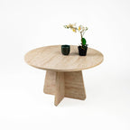 Travertine Efect Coffee Table Modern Side Table for Living Room Accent Table for Sofa or Bedroom (28.3x28.3x16.5 inches)