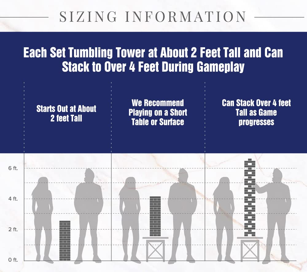 GOTHINK Giant Tumble Tower Game, Large Tumbling Tower Stack to Over 4 FT 54pcs Wooden Jumbo Blocks for Outside Yard Games with Carry Case Timber Stacking Game Night Toy Gift for Kids Adults Family