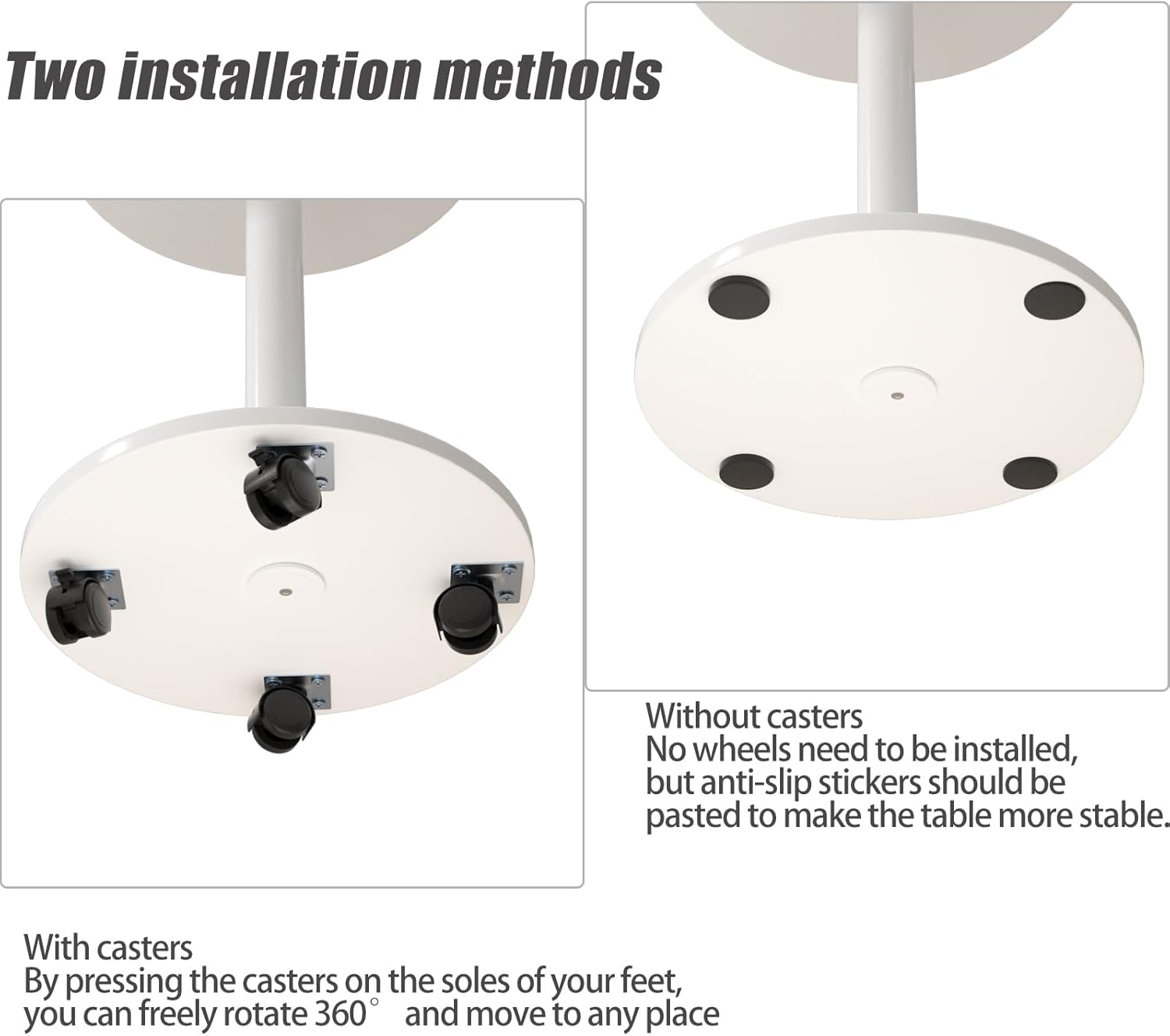 Pedestal Side Table Round with Wheel, Rotating Couch Tables That Slide Under, Small Side Table for Living Room and Bedroom Sofas, Beds, Mini Coffee Tables, (H) 22.4 *(W) 11.8 (Assembly Required)