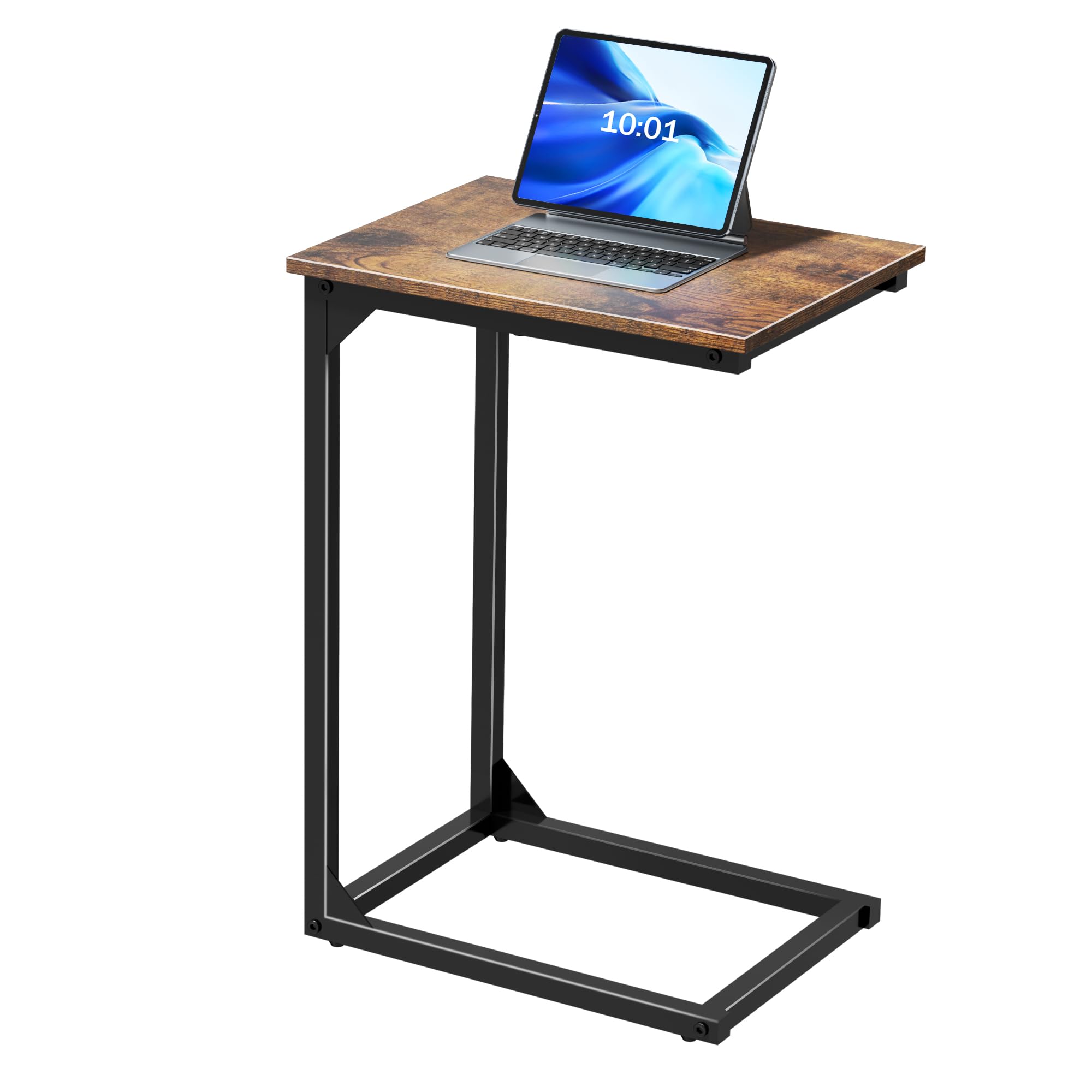 C-Shaped End-Table Set of 2 - Side Table for Couch,Curved Support Legs, Slide Under Couch Table for Sofa, TV Tray Table for Living Room Bedroom（Lvory）