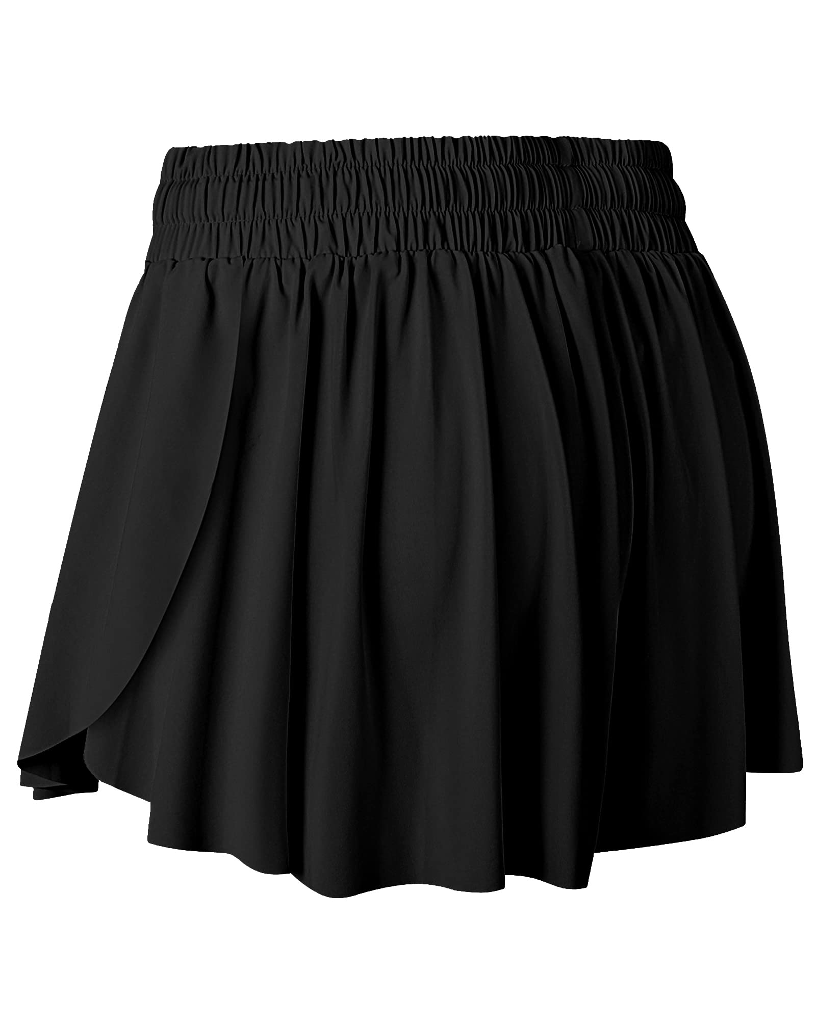 Memorose Flowy Running Shorts for Women Summer Causal Spandex Athletic Workout Shorts with Pockets Black