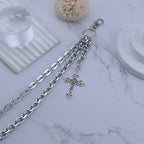 ANGLEQUEEN Chaînes de portefeuille à couches punk pour hommes et femmes Argent Croix Gland Chaîne de portefeuille Chaîne de poche Hip Hop Bijoux gothiques Chaînes de jean pour hommes (style6)