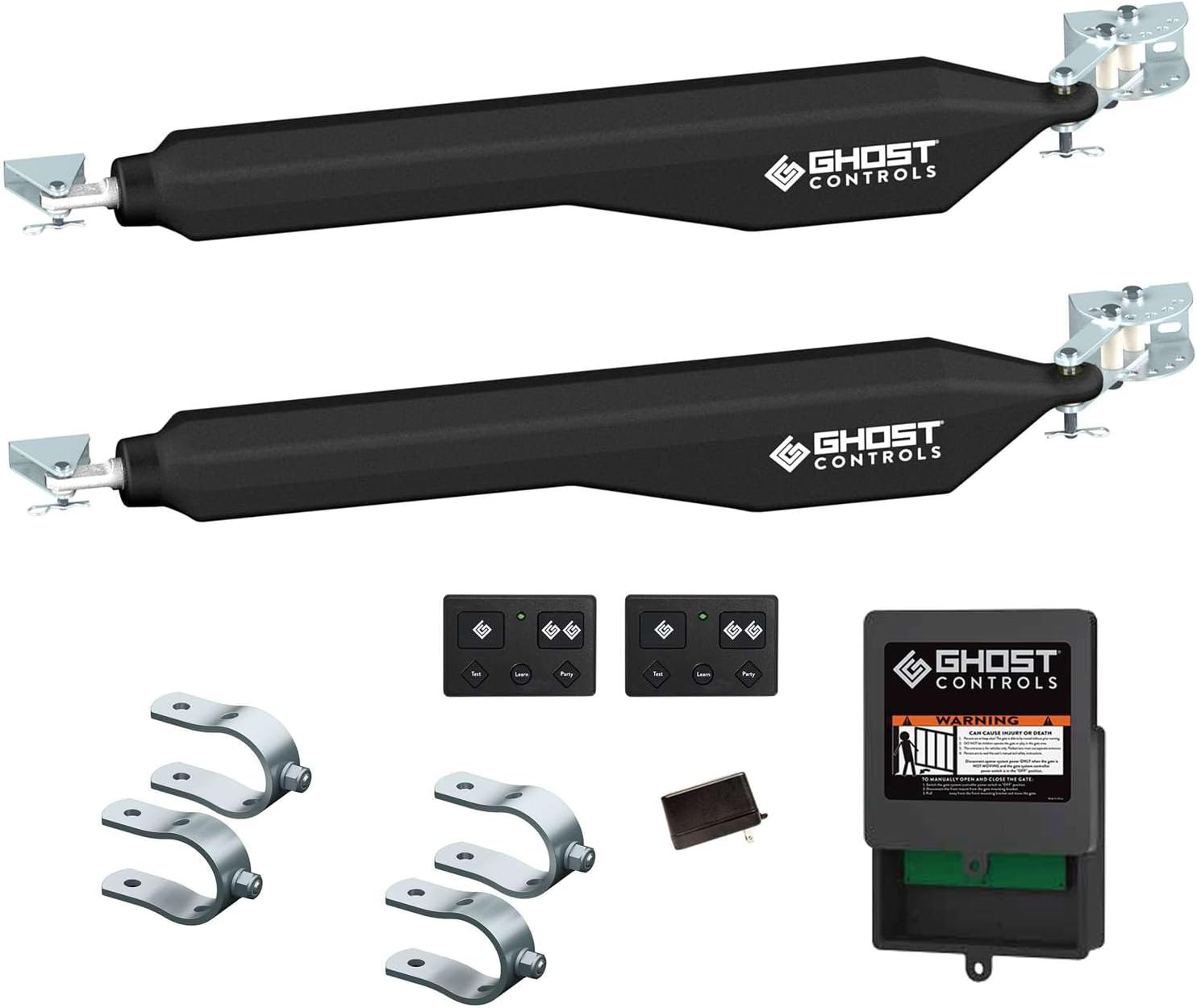 Ghost Controls D Series Dual Smart Ready Automatic Gate Kit with Tube Gate Brackets- DD2U for Swing Gates Up to 1000 lbs. or 12 Feet (ft.) in Length (2. DD2U Dual Kit)