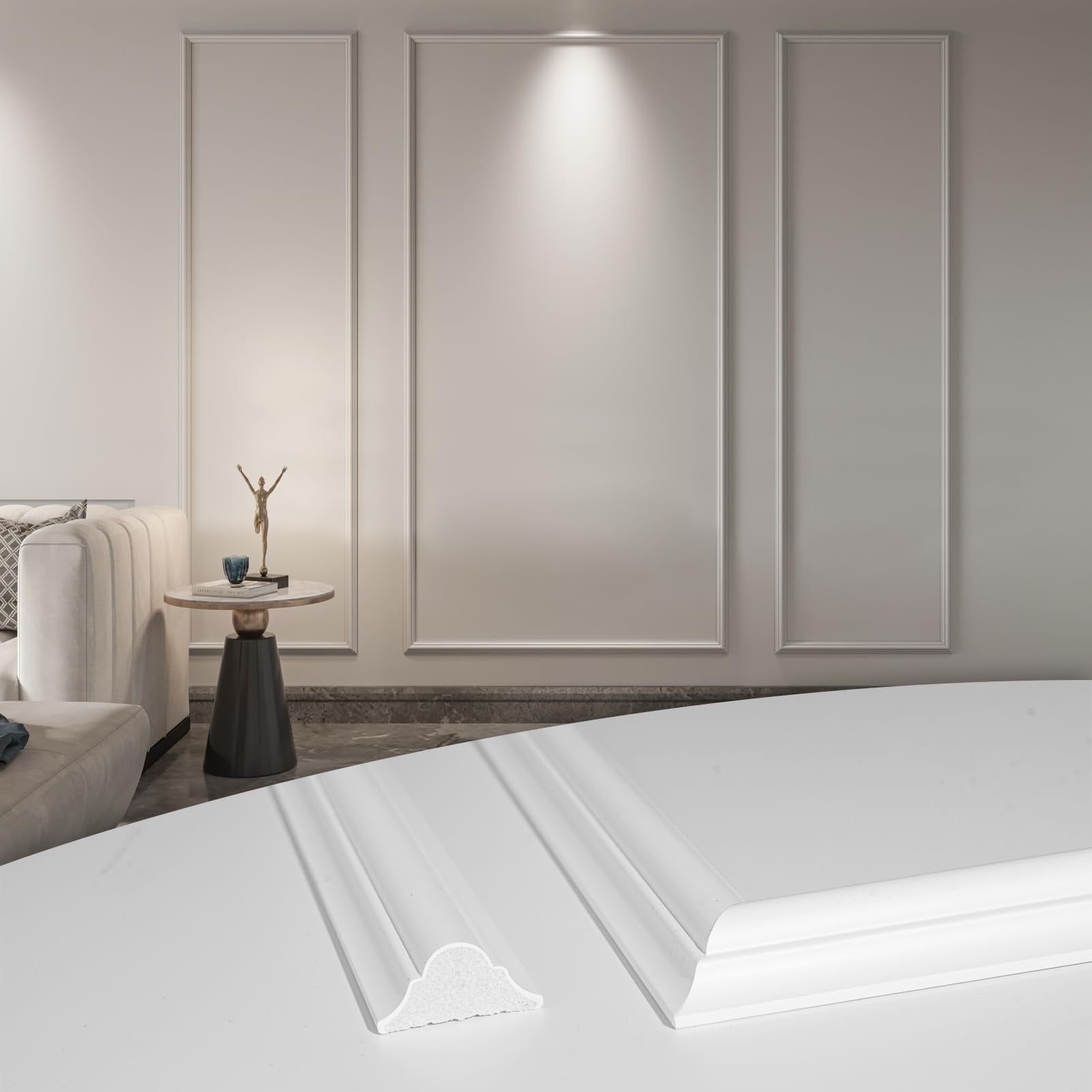 Art3d Pre-Cut Wall Molding Set of 3 pcs, Ready-to-Assemble Wainscoting Panels for Interior Wall Décor Living Room Bedroom Accent Wall - Installed with Glue, 3 Frames