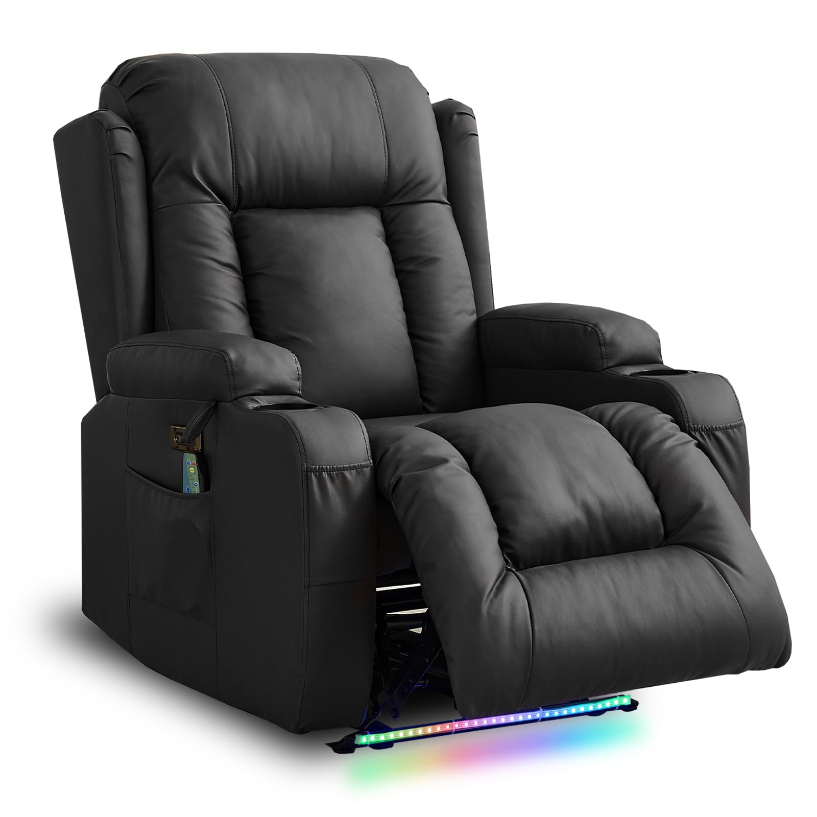 TUNYI Power Loveseat Recliner Sofa with Massage & Heat Home Theater Seating with Console Electric Recliner RV Sofa with USB/Outlet/Storage/Side Pocket/LED Light/Speaker (Brown, Loveseat)