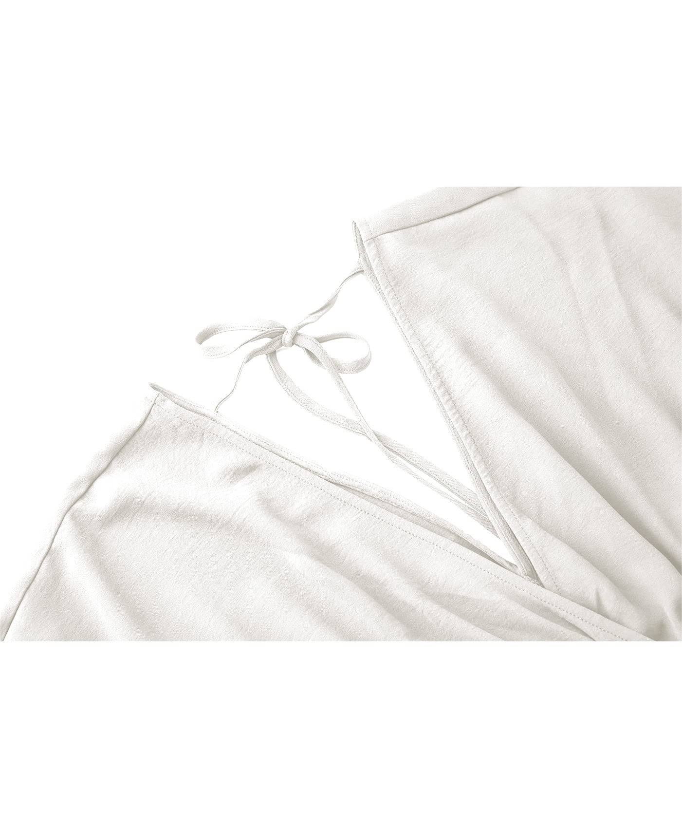 پیراهن ماکسی بوهویی اولائسا با یقه هفت، آستین کوتاه، کمر چین‌دار با توری، پیراهن مهمانی بوهیمی برای زنان با جیب‌ها، سفید