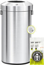EKO Urban 24 Gallon Round Stainless Steel Open Top Waste Bin, Tall Commercial Trash Can for Indoor/Outdoor, Extra Large Metal Garbage Bin for Office, Restaurant, Restroom, 90L