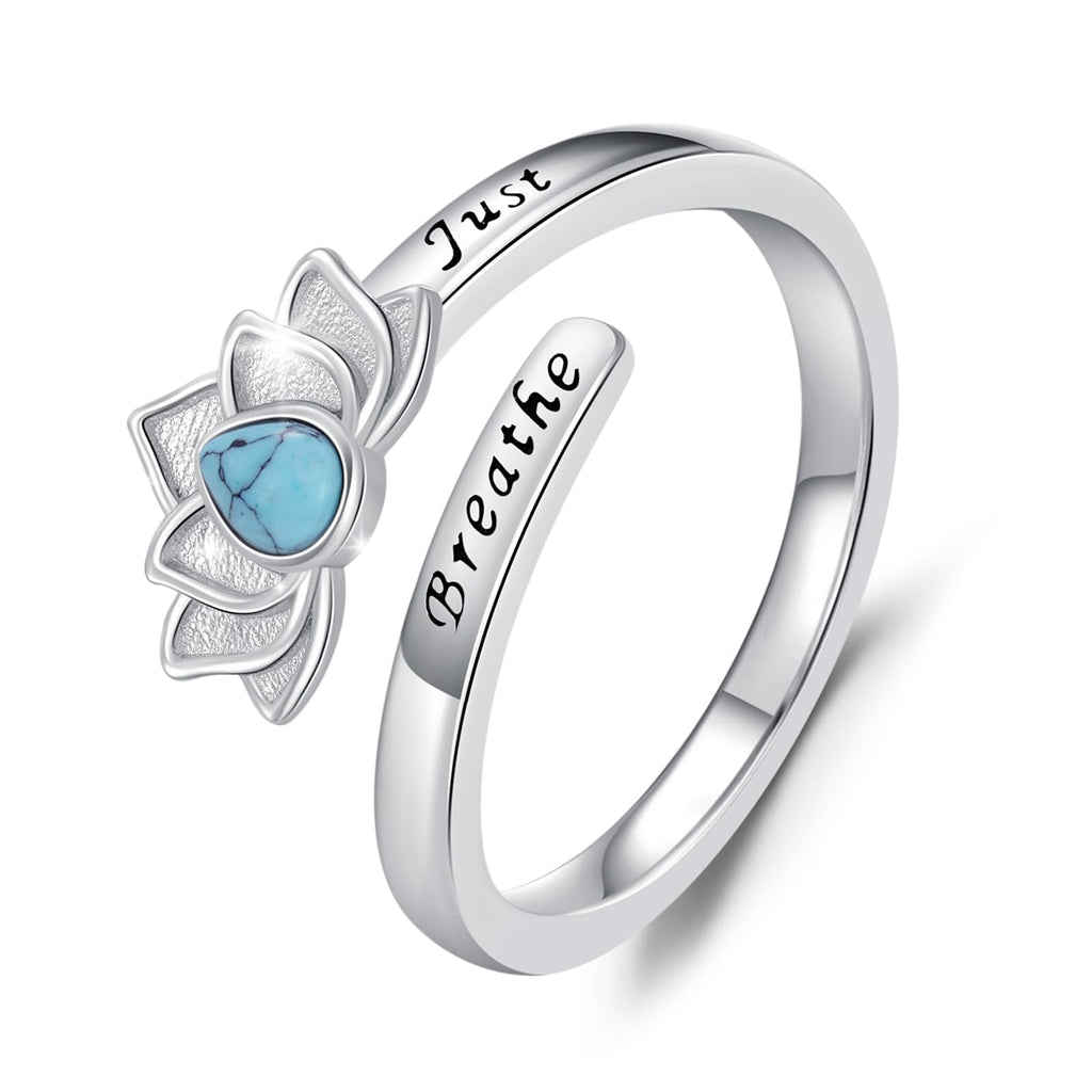925 Sterling Silver Rings for Women Moss Agate/Turquoise/Just Breathe/Evil Eye Rings Gift for Christmas Mother's Day Valentine's Day