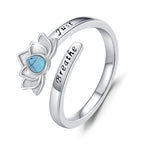 925 Sterling Silver Rings for Women Moss Agate/Turquoise/Just Breathe/Evil Eye Rings Gift for Christmas Mother's Day Valentine's Day