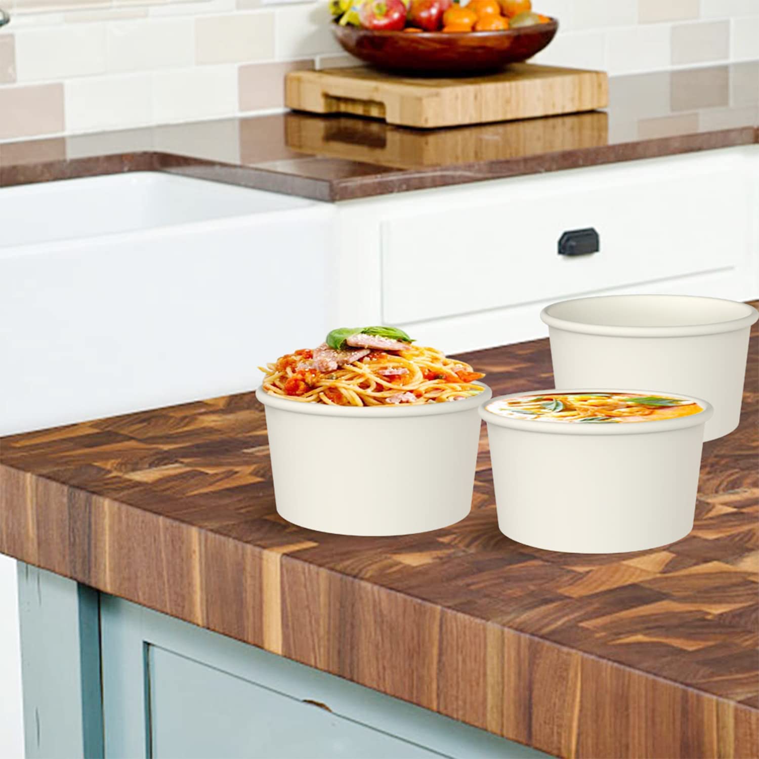 Axt Sichel 50 Stück 9 Unzen Papp-Eisbecher Einweg-Dessertschalen für heiße oder kalte Speisen, Eisbecher, gefrorener Joghurt, Suppe, Weiß