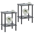 Apicizon 2 Tier End Table, Small Side Table with Solid Wood Legs, Boho Bedside Table with Storage Shelf, Nightstand for Small Spaces, Bedroom, Living Room, Entryway, Farmhouse, Easy Assembly, Natural