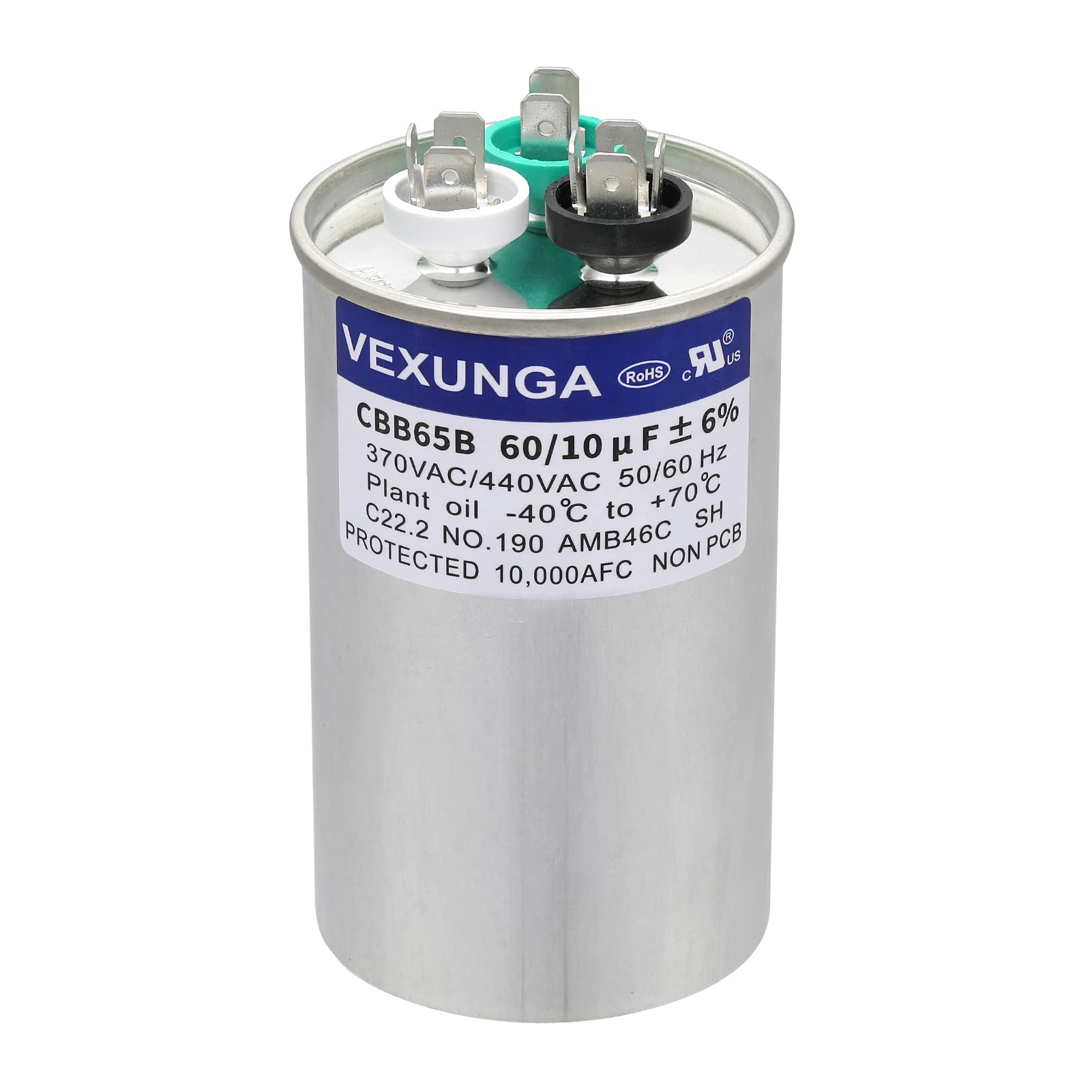 45/5 uF 45+5 MFD 370V or 440V Dual Run Start Round A/C Capacitor 45 5 uF 370 440 Volt VAC CBB65B Air Conditioner Capacitors for AC Unit Fan Motor Start or Heat Pump or Condenser Straight Cool