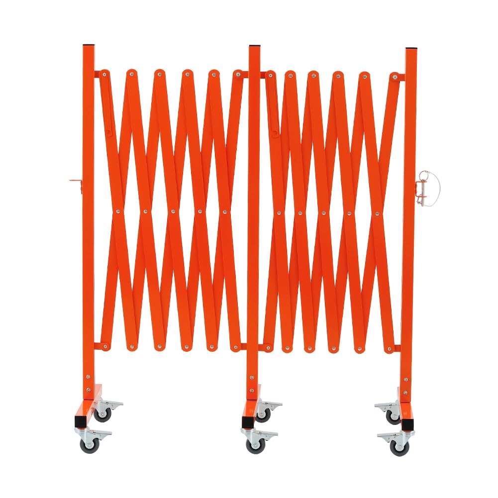 GYMTIME Industrial Expandable Metal Barricade, 16 Feet, Easily Assembled Safety Barrier with Casters, Flexible Mobile Gate, Adjustable Traffic Fence