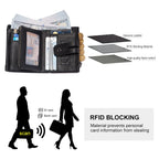 bill heart Herre Tegnebog med Kæde Ægte Læder Pung RFID Blokering Bifold Dobbelt Lynlås Møntlomme med Tyverisikring Kæde