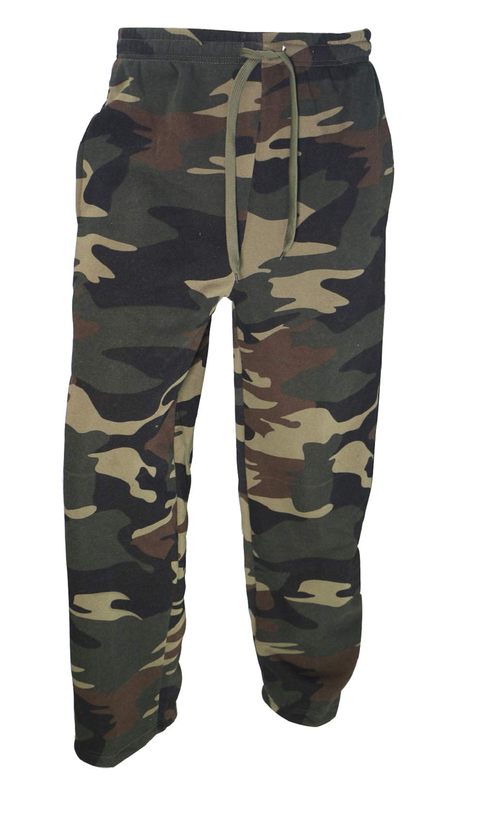 Facitisu Mens Sweatpants Fleece Athletic Open Bottom Workout Pants with Pocket Baggy Drawstring Sweats Pants Gym Joggers Camo Large