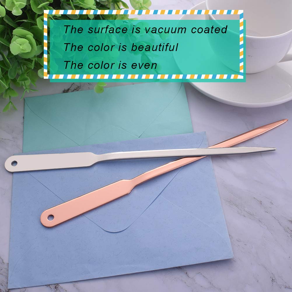 WXJ13 بسته 2 عددی بازکننده نامه‌ها از جنس استیل ضدزنگ سبک وزن، برش‌دهنده پاکت دستی، نقره‌ای و رزگلد