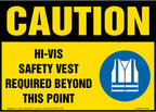 Caution: Hi-Vis Safety VEST Required Beyond This Point Sign - 14" x 10" Plastic with Rounded Corners for Indoor Use, OSHA Compliant, J. J. Keller & Associates, Inc.