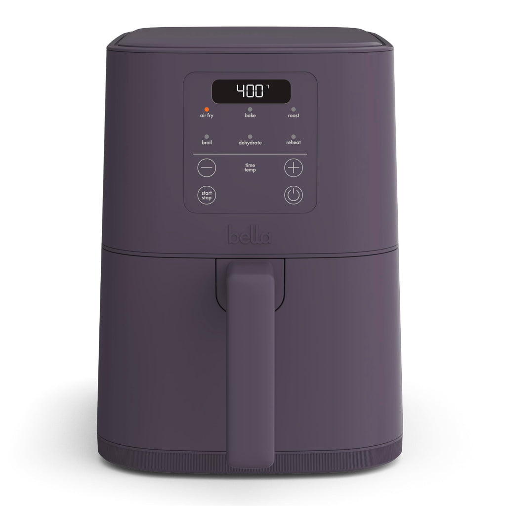 bella 4Qt Slim Air Fryer, Fits-anywhere™ Kitchenware, EverGood™ Ceramic Nonstick Coating, Adjustable Temperature, 6 Preset Cooking Options, 60 Min Auto Shutoff w Audible Tone, 3.3lb Capacity, Blossom