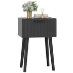YMYNY Fluted Nightstand Set of 2, Small End Table, Modern Coffee Table with Drawer, Solid Wood Legs, Retaining Chain, 13.8" x 10.6" x 20.9", for Bedroom and Small Spaces, Black UHST014B-2