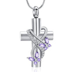Imrsanl Butterfly Cross Urn Necklace for Ashes Men Women Cremation Jewelry Ashes Pendant for Human Memorial Ash Jewelry