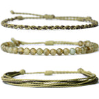 Handmade Natural Stone Beaded Healing Bracelet Gift for Men Adjustable Rope String Bracelet (Lava Rock, Adjustable)