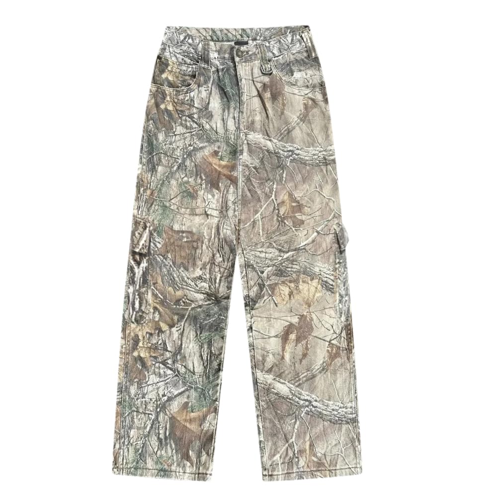 LaurelTree Camo Cargo-Hose Gerade Weites Bein Hose Jeans Jogginghose Sweatpants mit Taschen Stretch-Stoff Frau Mann Camo 03 M
