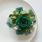 MAFELOE Corsage and Boutonniere Set for Wedding Prom Party Homecoming Celebration Artificial Flower Accessories Suit Decor 2 Pieces - Dark Green