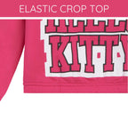 Hello Kitty Big Girls Fleece Boxy Sweatshirt Crop Top and Flare Pants Outfit Set Fuchsia 10-12
